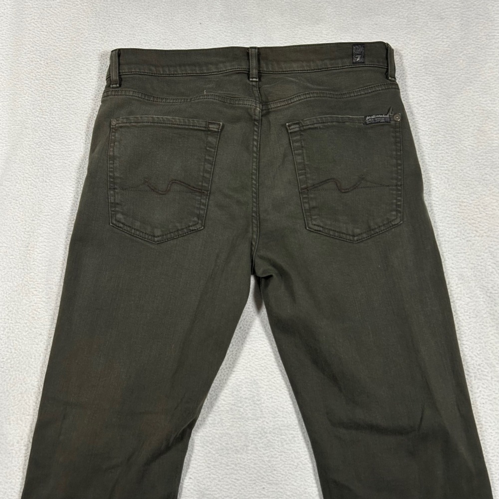 7 For All Mankind Slimmy Jeans Mens 32 Olive Green Luxe Performance Slim Fit - Picture 6 of 11